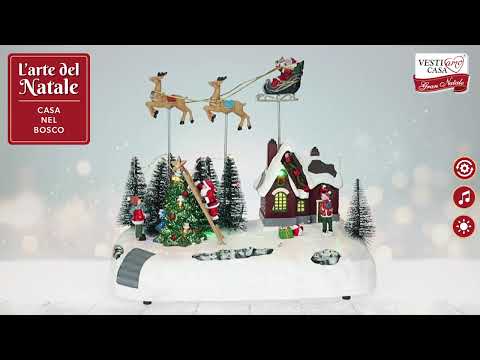VESTIAMO CASA GRAN NATALE - Casa Natalizia nel Bosco luminosa con musica h23x25,5x16 cm